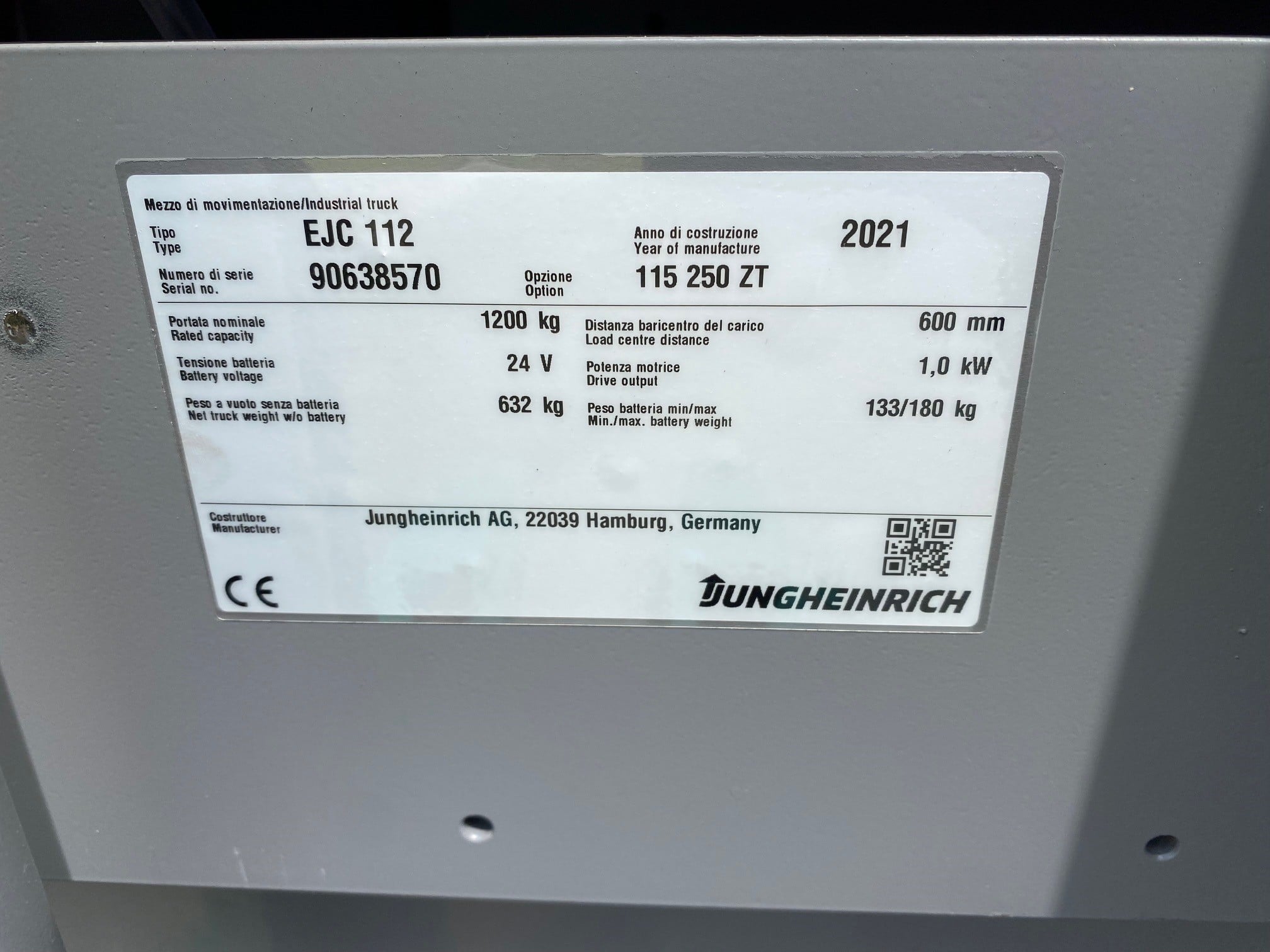 JUNGHEINRICH EJC 112-250ZT  2021
